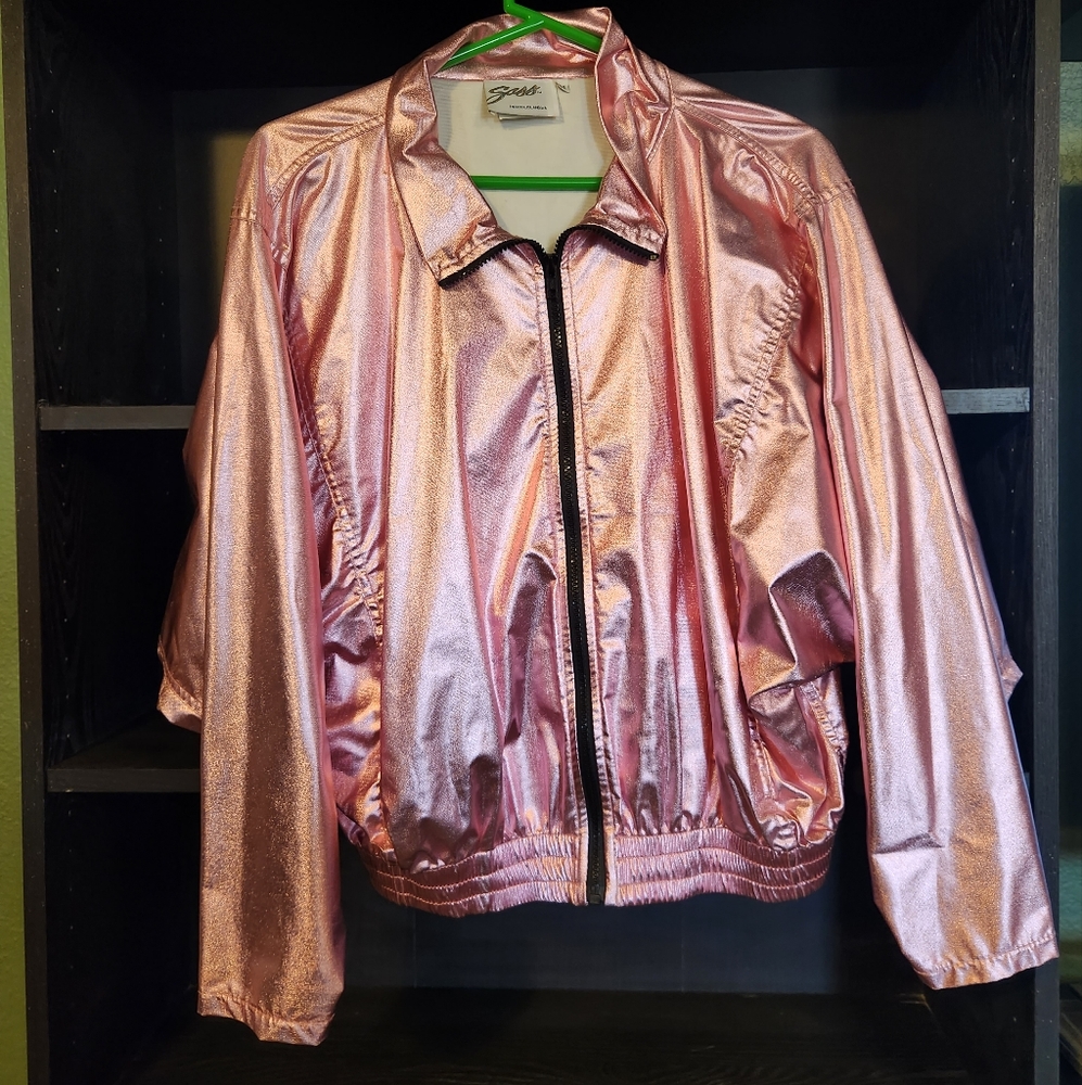 1980s Vintage Sass Lightweight Metallic Pink Jacket